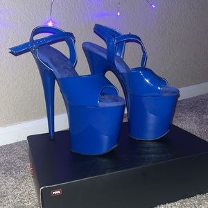 Pole dancing heels, Pleaser, Flamingo-809 ,Royal Blue Platform 4, Heel 8.